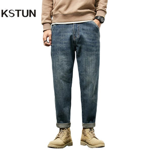 KSTUN Jeans Men Loose Fit Blue Baggy Jeans Fashion Spring And Autumn Wide Leg Pants Denim Trousers Men's Clothing Harem Pants 