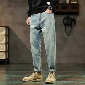KSTUN Jeans For Men Baggy Pants Loose Fit Retro Blue Harem Pants Vintage Clothes Men Large Size Male Denim Trousers Oversized 42 