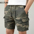 Men Summer Cargo Shorts Pants Elastic Waist Camouflage Shorts Multi