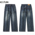 Baggy Jeans Men Wide Leg Pants Loose Fit Stretch Fashion Pockets Streetwear Blue Jeans Men's Trousers High Quality Brand KSTUN