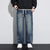 Wide Leg Jeans Men Baggy Pants Loose Fit Dark Blue Denim Pants Elastic Waist Fashion Size Streetwear Jeans Men's Trousers 