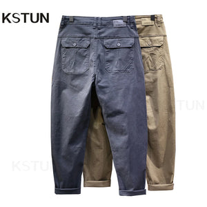 Harem Pants Men Loose Fit Baggy Pants Gray Stretch Patchwork Fashion Pockets Trendy Casual Men's Clothing Tapered Trousres Kpop 