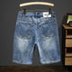 Men's Summer Shorts Jeans Men Denim Shorts Slim Straight Blue 2024 Summer Knee Length Pants Casual Streetwear Men's Clothing 