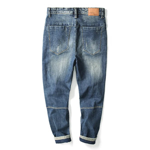 KSTUN Jeans Men Harem Pants Stretch Retro Blue Loose Fit Patchwork Streetwear Men's Trousers Casual Denim Pants Hip Hop Vintage 
