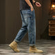 2024 Cargo Jeans Men Harem Pants Loose Baggy Pants Blue Patched Fashion Designer Pockets Trousers Oversized Tapered Streetwear 