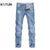 Man Jeans Brand 2024 Spring And Autumn Slim Straight Regular Cut Light Blue Stretch Fashoin Men's Clothing Male Long Trousers 