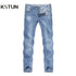 Man Jeans Brand 2024 Spring And Autumn Slim Straight Regular Cut Light Blue Stretch Fashoin Men's Clothing Male Long Trousers