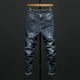 KSTUN Ripped Jeans Men Slim Fit Dark Blue Stretch Denim Pants Streetwear Hip Hop Motocycle Jeans Distressed Frayed Cowboys Homme 