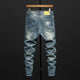 KSTUN Hip Hop Jeans Men Slim Fit Ripped Men's Pants Mens Clothing Distressed Retro Blue Stretch Denim Pants Casaul Jeans Tapered 