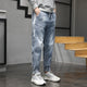 Harem Jeans Men Oversized Joggers Pants Stretch Light Blue Side Rivets Loose Fit Tapered Jeans Men Streetwear Patchwork Trendy 