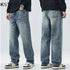 2024 Autumn Loose Jeans Men Baggy Pants Wide Leg Straight Men's Trousers Light Blue Fashion Pockets Deisnger Clothing Streetwear