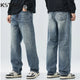 2024 Autumn Loose Jeans Men Baggy Pants Wide Leg Straight Men's Trousers Light Blue Fashion Pockets Deisnger Clothing Streetwear 