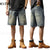 Men's Summer Shorts Jeans Men Denim Shorts Ripped Hip Hop Baggy Pants Knee Length Frayed Light Blue Loose Fit Wide Leg Jeans 