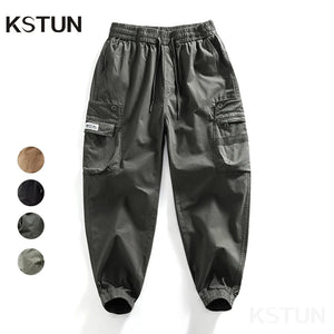 Men Cargo Pants Elastic Waist Loose Jogger Male Casual Harem Pants Sweatpants Tapered Sports Outdoor Trousers Fashion Pockets 