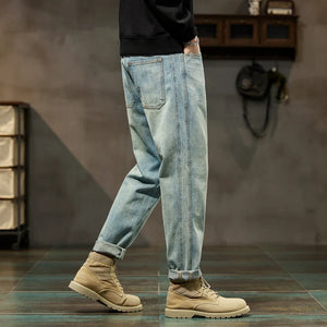 KSTUN Jeans For Men Baggy Pants Loose Fit Retro Blue Harem Pants Vintage Clothes Men Large Size Male Denim Trousers Oversized 42 
