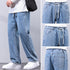 KSTUN Loose Fit Jeans Men Baggy Pants Light Blue Wide Leg Elastic Waist Casual Denim Pants Male Long Trousres Men's Clothing