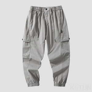 Men Cargo Pants Drawstring Elastic Waist Loose Jogger Casual Pant Harem Sweatpants Ankle