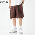 New Men's Casual Cargo Shorts Man Overalls Beach Sports Outdoor High Street Fashion Male Short Pants Loose Fit Elastic Waist