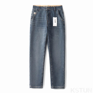 KSTUN Men's Jeans Brand Stretch Slim Straight Retro Blue Men Denim Pants Casual Streetwear Men's Clothing Trousers Spring Autumn 