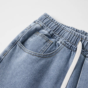 KSTUN Baggy Jeans Men Loose Fit Wide Leg Pants Casual Elastic Waist Boys Denim Pants Light Blue Men's Clothing pantalones hombre 