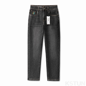 KSTUN Men's Jeans Black Gray Stretch Slim Straight Regular Fit Men Denim Pants Casaul Trousers Spring And Autumn High Quality 