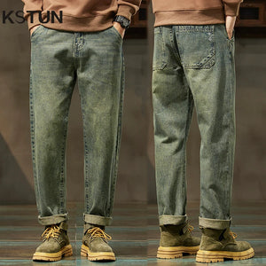 2024 Autumn Men's Jeans Men Harem Pants Denim Loose Fit Baggy Pants Retro Blue Casual Mens Clothing Streetwear Cowboys Oversized 