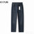 KSTUN Dark Blue Jeans Men Business Casual Denim Pants Straight Cut Classic Jeans Man Full Length Trousers Men's Clothing Autumn 