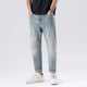 2024 Summer Ripped Jeans For Men Stretch Distressed Male Denim Pants Men's Cropped Pants Light Blue Harem Jeans Hip Hop Patched 