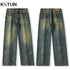 KSTUN Baggy Jeans Men Wide Leg Pants Loose Fit Retro Blue Casual Men's Trousers Vintage Clothes 2024 New Kpop Large Size Cowboys