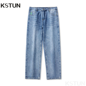 KSTUN Men's Baggy Pants Loose Jeans Men Wide Leg Pants Light Blue Streetwear Men's Trousers Clothing Straight Cut 2024 New Kpop 