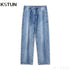 KSTUN Men's Baggy Pants Loose Jeans Men Wide Leg Pants Light Blue Streetwear Men's Trousers Clothing Straight Cut 2024 New Kpop