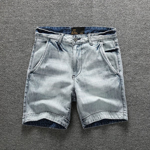 2024 Summer Shorts Jeans Stretch New Men's Shorts Retro Washed Blue Gray Trendy Streetwear Casual Male Shorts Hip Hop Kpop 