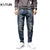 Men's Jeans Pants Hip Hop Streetwear Men Harem Pants Denim Trousres Loose Fit Retro Blue Streetch Patchwork Male Jeans Hombre 