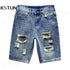 Ripped Jeans Men Denim Shorts Hip Hop Slim Straight Blue Hollow Out Moto & Biker Jeans Knee Length Pants 2024 Summer Shorts Boys