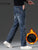 KSTUN Fleece Jeans Men Stretch Warmer Thicken Jeans Straight Regular Fitness Business Casual Men's Trousers Clothing 2024 Winter 