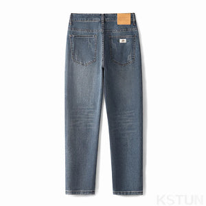 KSTUN Men's Jeans Brand Stretch Slim Straight Retro Blue Men Denim Pants Casual Streetwear Men's Clothing Trousers Spring Autumn 