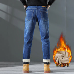 KSTUN Warm Jeans For Men Thicken Fleece