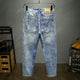 Wide Man Jeans Baggy Pants Loose Fit Original Taper Jeans Men Harem Pants Light Blue Distressed Hip Hop  Men's Cropped Jeans 