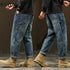 2024 Cargo Jeans Men Harem Pants Loose Baggy Pants Blue Patched Fashion Designer Pockets Trousers Oversized Tapered Streetwear