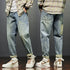 KSTUN Jeans Men Loose Fit Retro Blue 2024 Spring Wide Leg Pants Denim Trousers Korean Style Fashion Side Pocket Male Baggy Pants