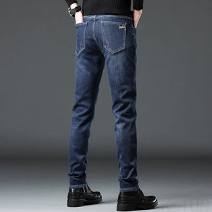 2024 Winter Jeans For Men Thicken Warmer Jeans Fleece Male Denim Pants Slim Straight Stretch Mens Desinger Clothing Trousers 