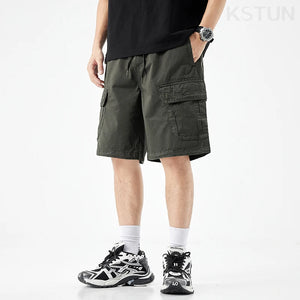 2024 Summer Men's Shorts Pants Men Loose Fit Baggy Cargo Shorts For Man Outdoor Streetwear Casual Knee Length Pants New Kpop 