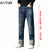 KSTUN Extended length jeans straight cut regular fit streetwear mens clothing tall man pants extra length trousers for men 190cm 