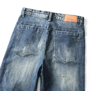 KSTUN Jeans Men Harem Pants Stretch Retro Blue Loose Fit Patchwork Streetwear Men's Trousers Casual Denim Pants Hip Hop Vintage 