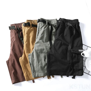 2024 Men Summer Shorts Pants Black Cargo Shorts Wide Leg Loose Fit 100% Cotton Fashion Striped Desinger Overalls New Kpop 