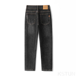 KSTUN Men's Jeans Black Gray Stretch Slim Straight Regular Fit Men Denim Pants Casaul Trousers Spring And Autumn High Quality 