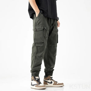 Mens Army Green Loose Pant Joggers Pants Men Cargo Pants Hip Hop Casual Multi