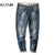 Fashion Brand Men Jeans Straight Spring and Autumn 2024 Retro Blue Printed Pockets Jeans Men High Quality Trousers Oversized 40 