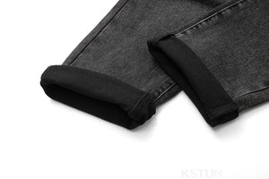 KSTUN Black Grey Jeans Men Stretch Denim Pants Casual Slim Mens Jeans Brand Man Clothes Full Length Trousers 2024 Autumn Newly 