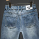 2024 Summer Denim Shorts Jeans Slim Straight Blue Streetwear Men's Shorts Knee Length Pants Casual Side Striped Cowboys Hombre 